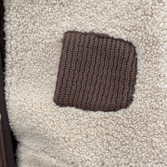 Cozy Kids Sherpa Jacket with Brown Knit Sleeves - Picture 3 of 6